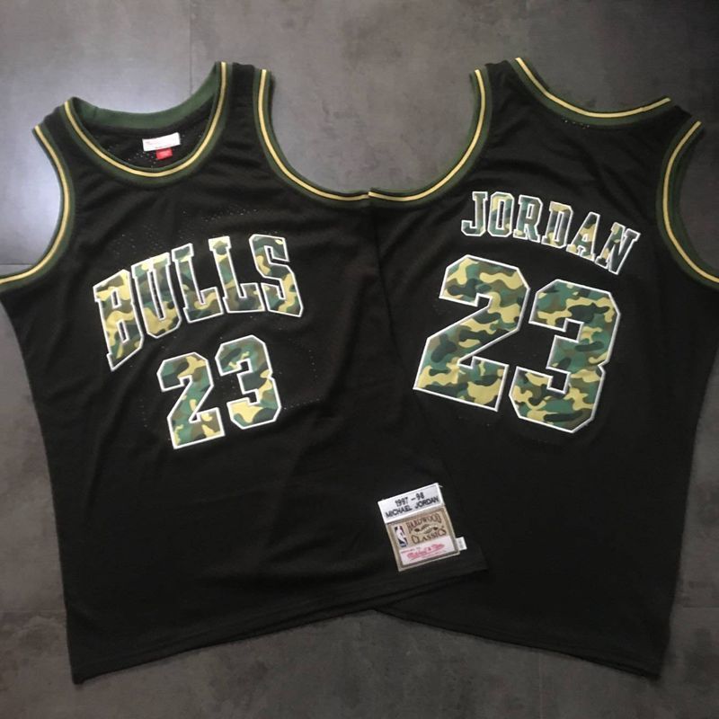 Men Chicago Bulls 23 Jordan Black Trowback Camo Swingman NBA Jersey